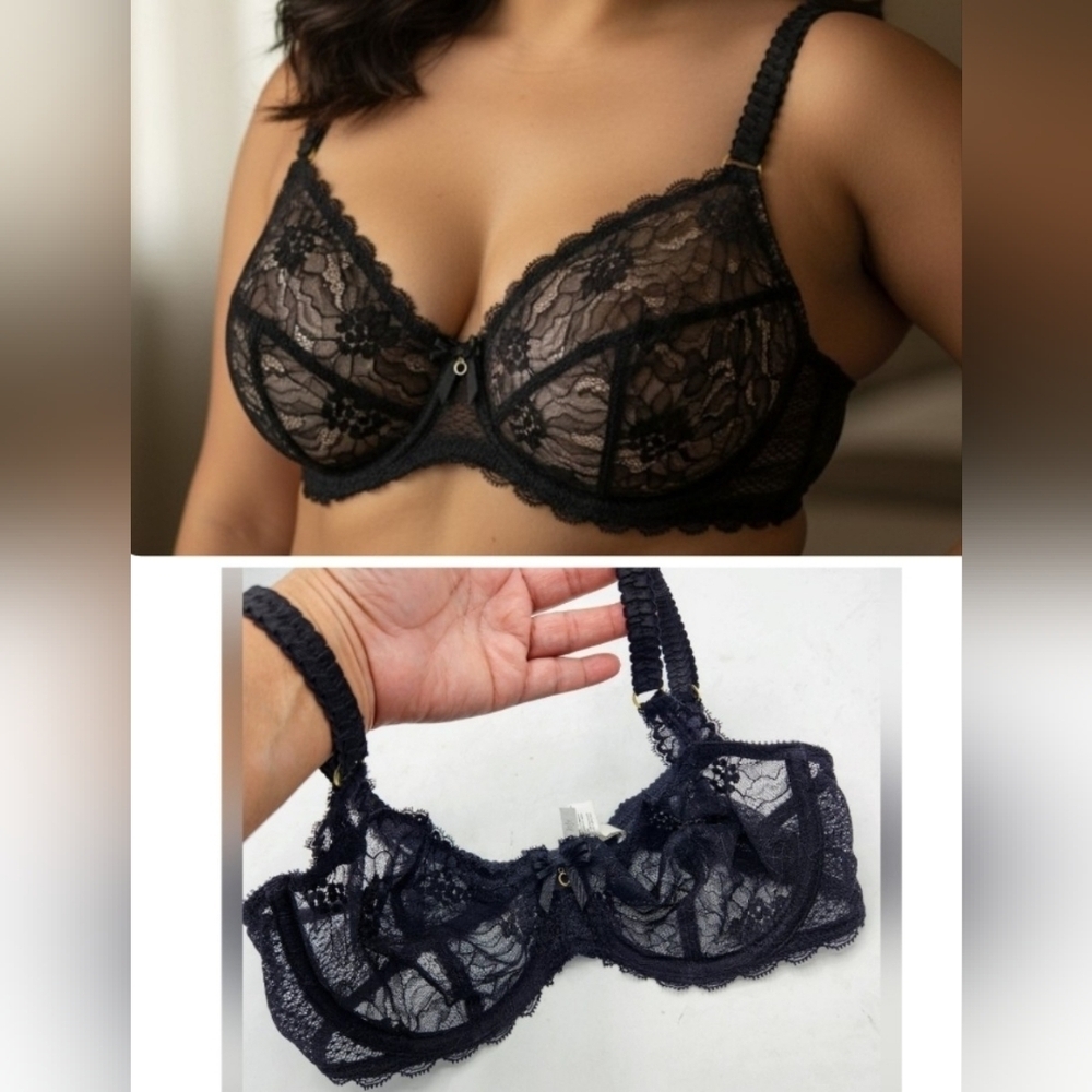 Chantelle Cabaret Sauvage Lace Demi Bra In Black Size 34D - Picture 14 of 14